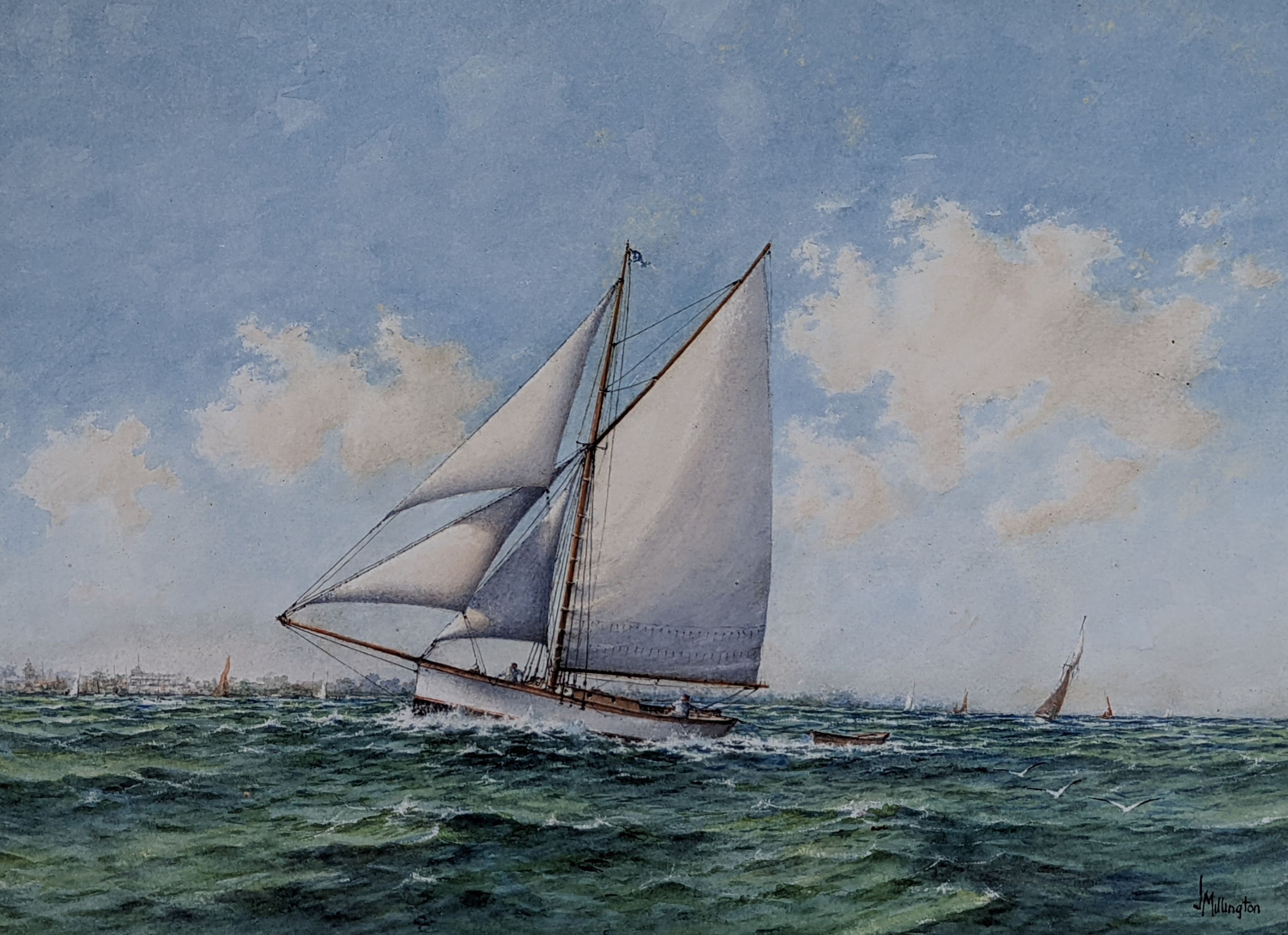 John Millington (1891-1948), watercolour, 'Off Burnham on Sea', signed, 27 x 37cm